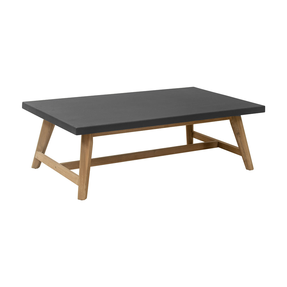 Mesa de Centro para Terraza y Club de Playa - ZUO DERT - Gris - Cubierta de Duralcrete Símil Concreto y Estructura de Madera de Acacia