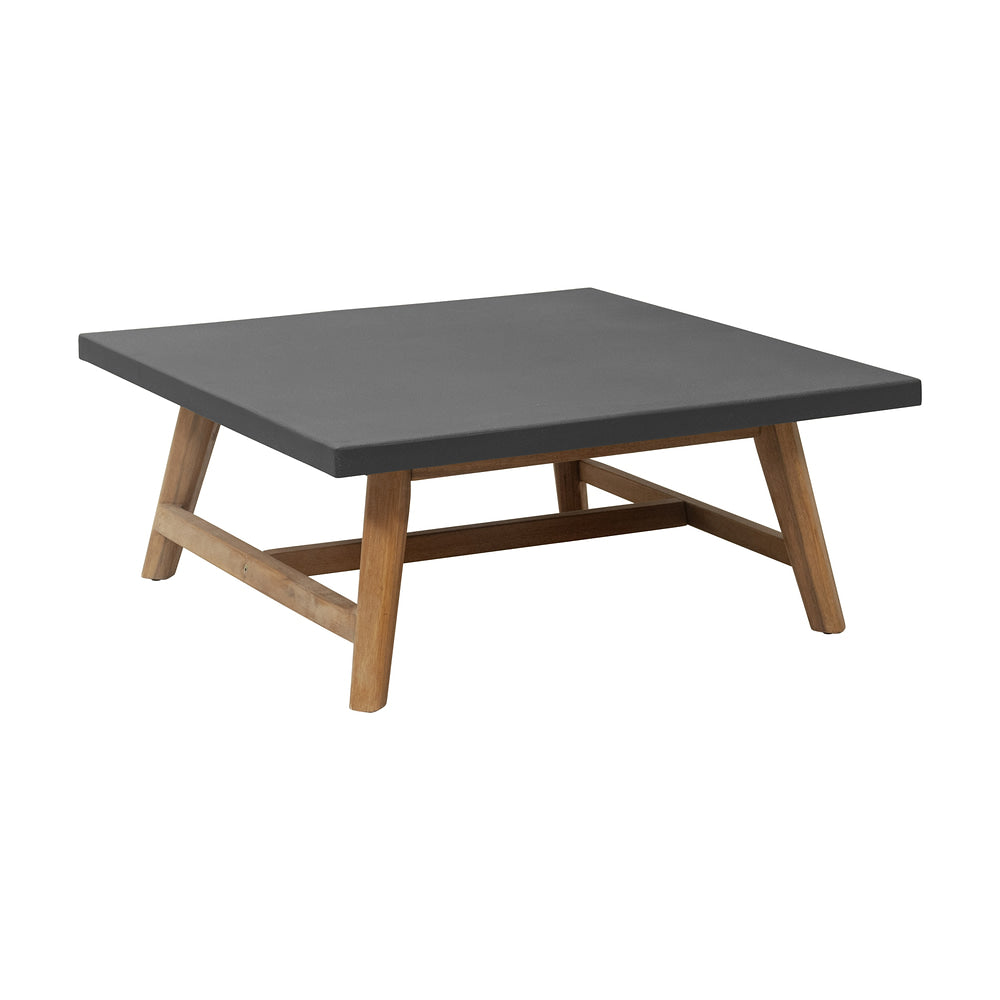 Mesa de Centro para Terraza y Áreas de Estar - ZUO KERT - Gris - Cubierta de Duralcrete Símil Concreto y Estructura de Madera de Acacia