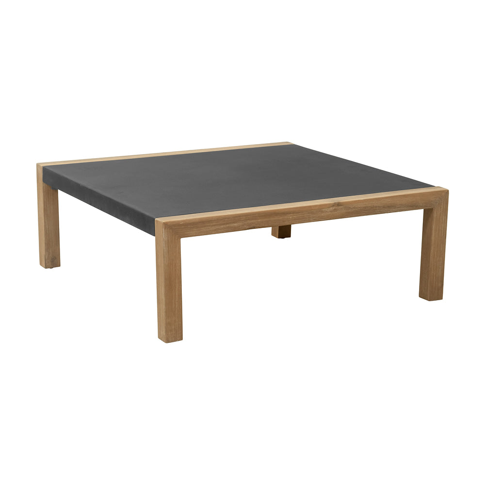 Mesa de Centro para Terraza y Spa - ZUO TERAS - Gris - Cubierta de Duralcrete Símil Concreto y Estructura de Madera de Acacia