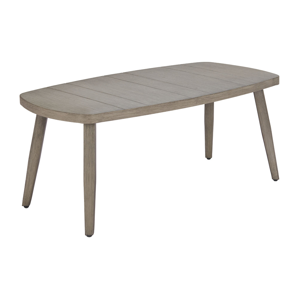 Mesa de Centro para Terraza y Cafetería - ZUO FORET - Café - Cubierta de Aluminio Símil Madera y Estructura de Aluminio