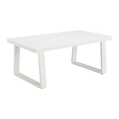 Mesa de Centro para Terraza y Áreas de Estar - ZUO WELT - Blanco - Estructura y Cubierta en Aluminio con Recubrimiento en Polvo