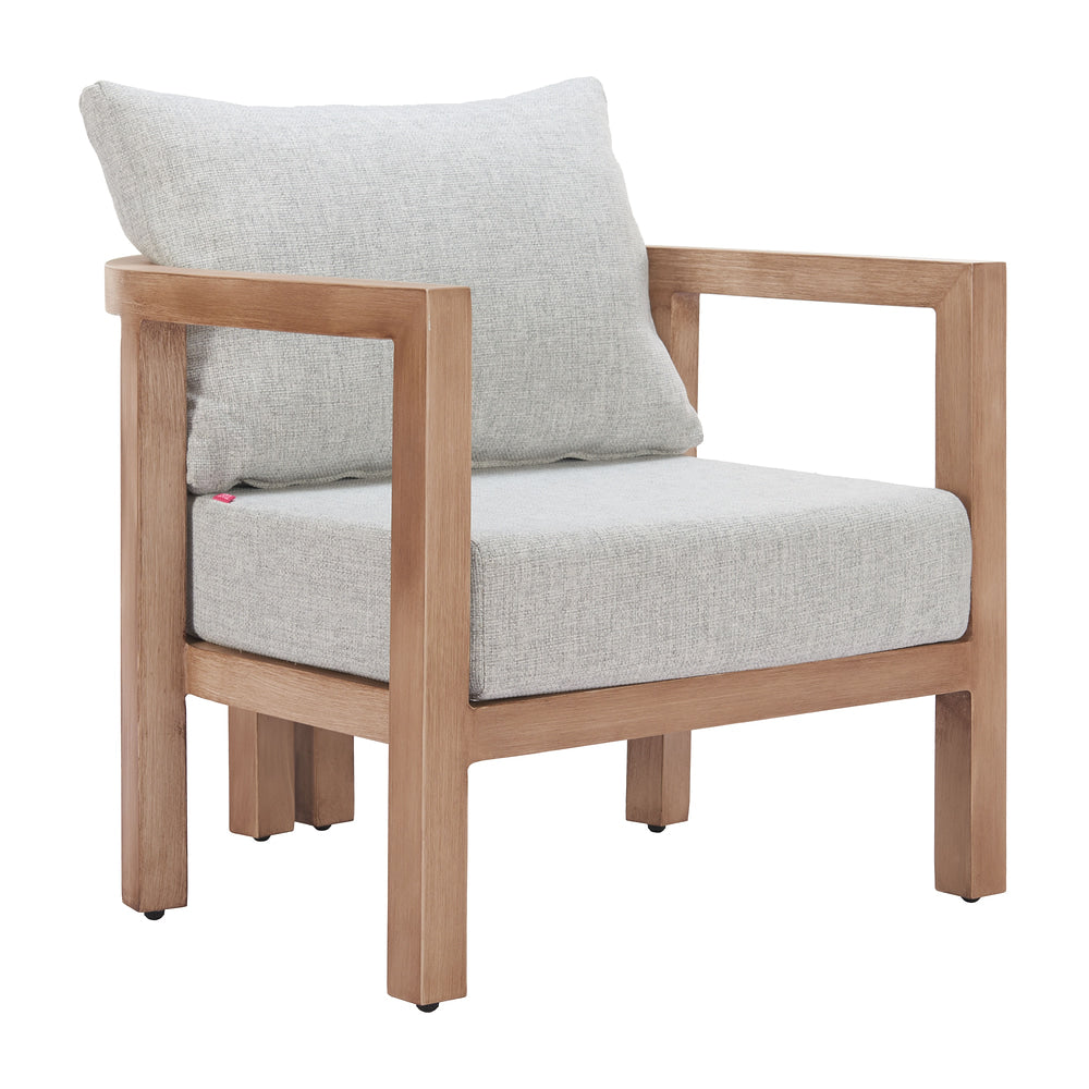 Sillón de Terraza para Spa - ZUO LETO - Gris - Asiento y Respaldo Tapizados con Tela para Exterior