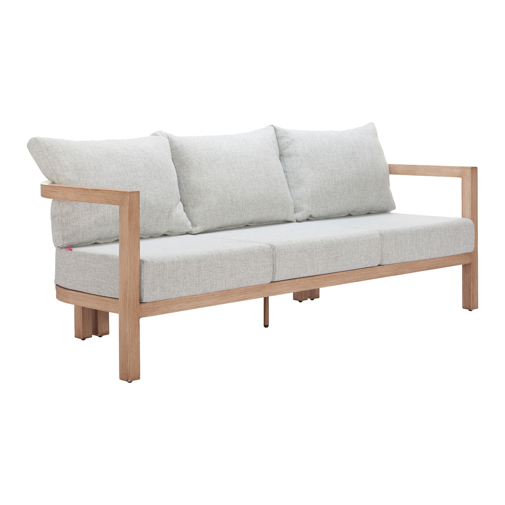 Sofá de Terraza para Áreas de Estar 3 Plazas - ZUO LETO - Gris - Asiento y Respaldo Tapizados con Tela para Exterior