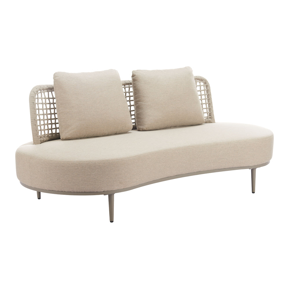 Sofá de Terraza para Zona de Alberca 2 Plazas - ZUO RUHE - Beige - Asiento y Respaldo Tapizados con Tela para Exterior