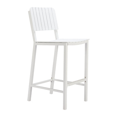 Banco Alto para Terraza y Barra Exterior - ZUO KAYU - Blanco - Asiento y Estructura en Aluminio con Recubrimiento en Polvo
