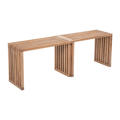 Banca para Bistró y Terraza 2 Plazas - ZUO RIVIERA - Natural - Asiento y Estructura en Acacia Maciza