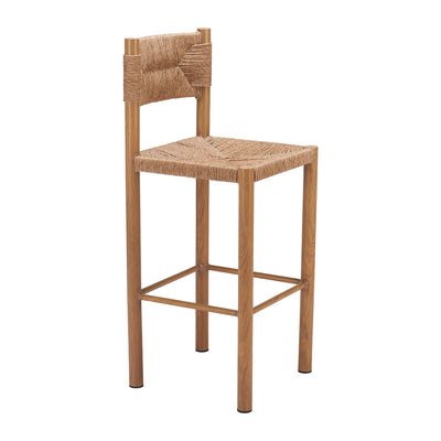 Banco Alto para Terraza y Barra Exterior - ZUO ISKA - Varios Colores - Asiento y Respaldo en Ratán Sintético Tejido - Natural