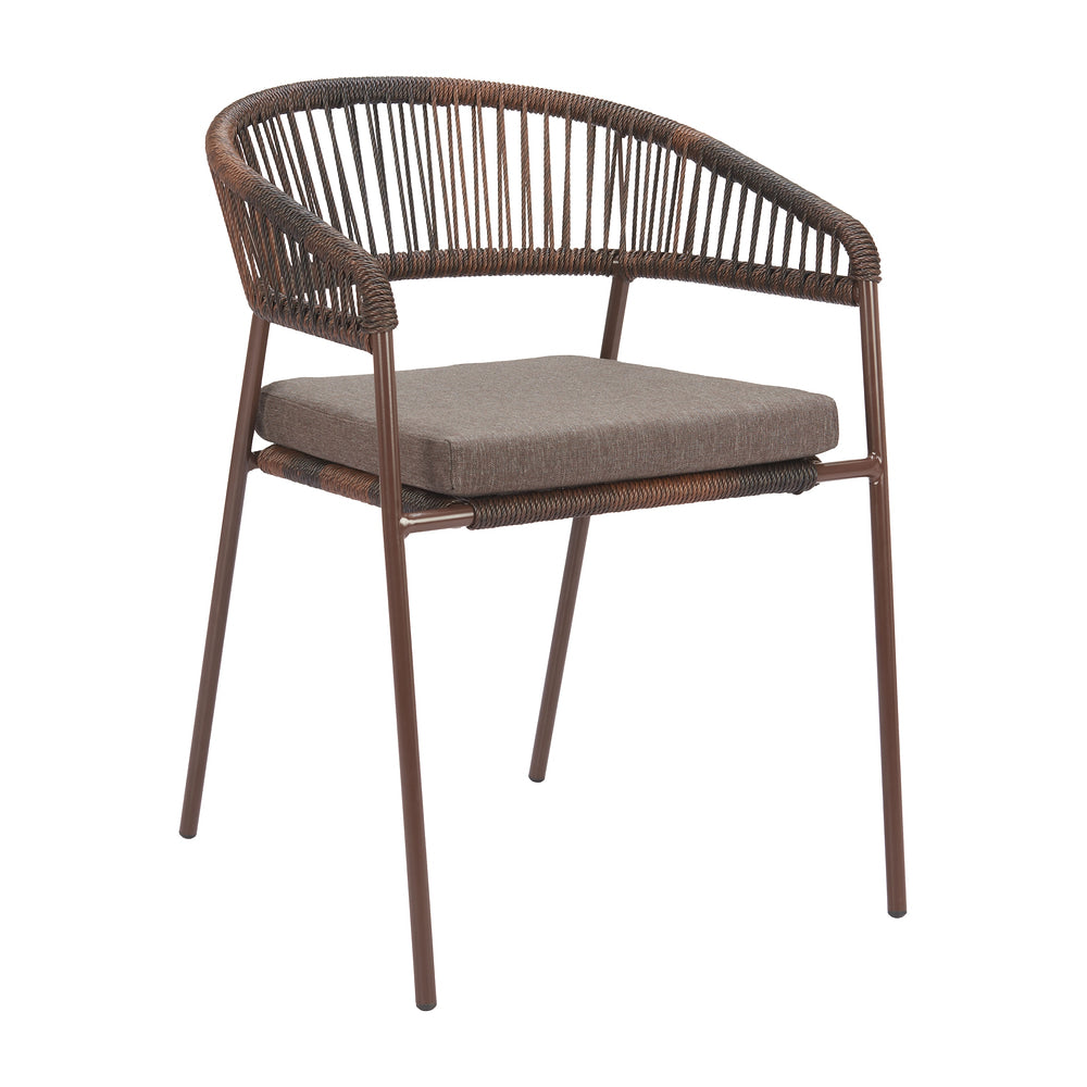 Silla para Hotel y Terraza - ZUO SKYE - Varios Colores - Asiento y Respaldo Tapizados con Tela para Exterior - Café