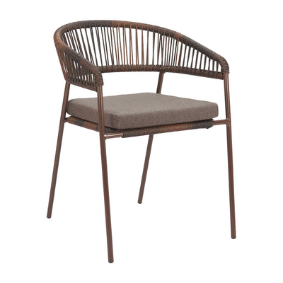 Silla para Hotel y Terraza - ZUO SKYE - Varios Colores - Asiento y Respaldo Tapizados con Tela para Exterior - Café