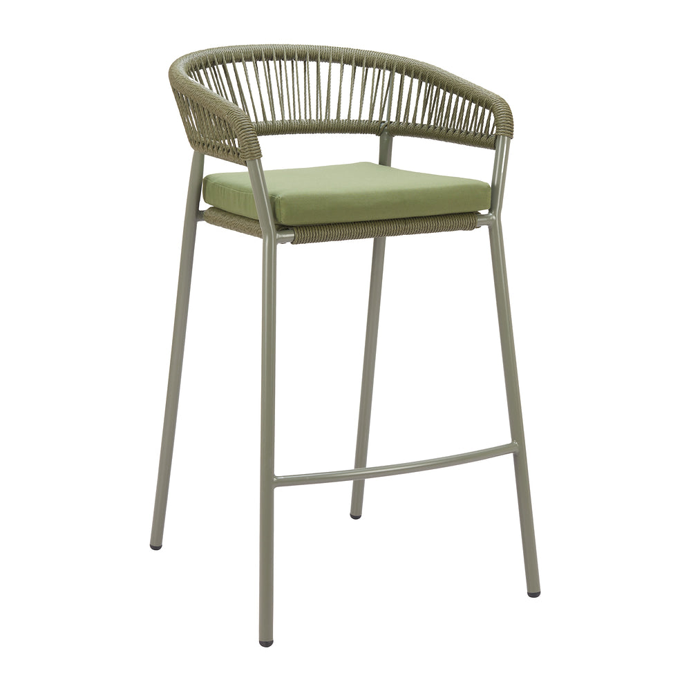 Banco Alto para Terraza y Roof Garden - ZUO SKYE - Varios Colores - Asiento y Respaldo Tapizados con Tela para Exterior - Verde