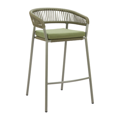 Banco Alto para Terraza y Roof Garden - ZUO SKYE - Varios Colores - Asiento y Respaldo Tapizados con Tela para Exterior - Verde