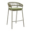 Banco Alto para Terraza y Roof Garden - ZUO SKYE - Varios Colores - Asiento y Respaldo Tapizados con Tela para Exterior - Verde