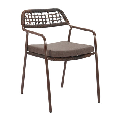 Silla para Restaurante y Jardín - ZUO RIO - Varios Colores - Asiento y Respaldo Tapizados con Tela para Exterior - Café