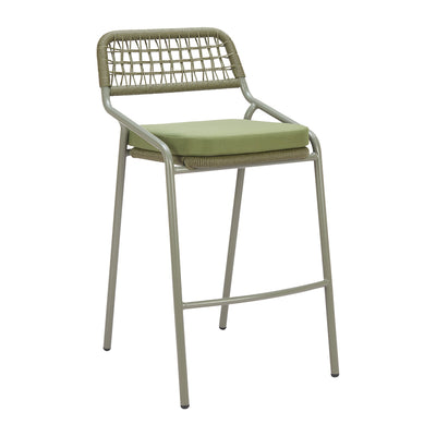 Banco Alto para Terraza y Barra Exterior - ZUO RIO - Varios Colores - Asiento y Respaldo Tapizados con Tela para Exterior - Verde