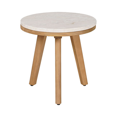 Mesa Auxiliar de Terraza para Áreas de Estar - ZUO SIRO - Natural - Cubierta de Travertino Laminado y Estructura de Acacia Maciza