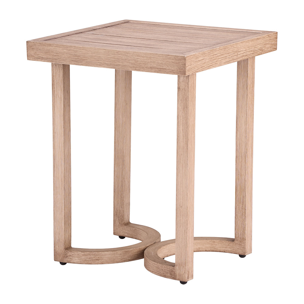 Mesa Auxiliar de Terraza para Restaurante - ZUO LETO - Café - Cubierta de Aluminio Símil Madera y Estructura de Aluminio