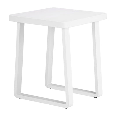 Mesa Auxiliar de Terraza para Áreas de Estar - ZUO WELT - Blanco - Cubierta de Aluminio Símil Madera y Estructura de Aluminio con Recubrimiento en Polvo