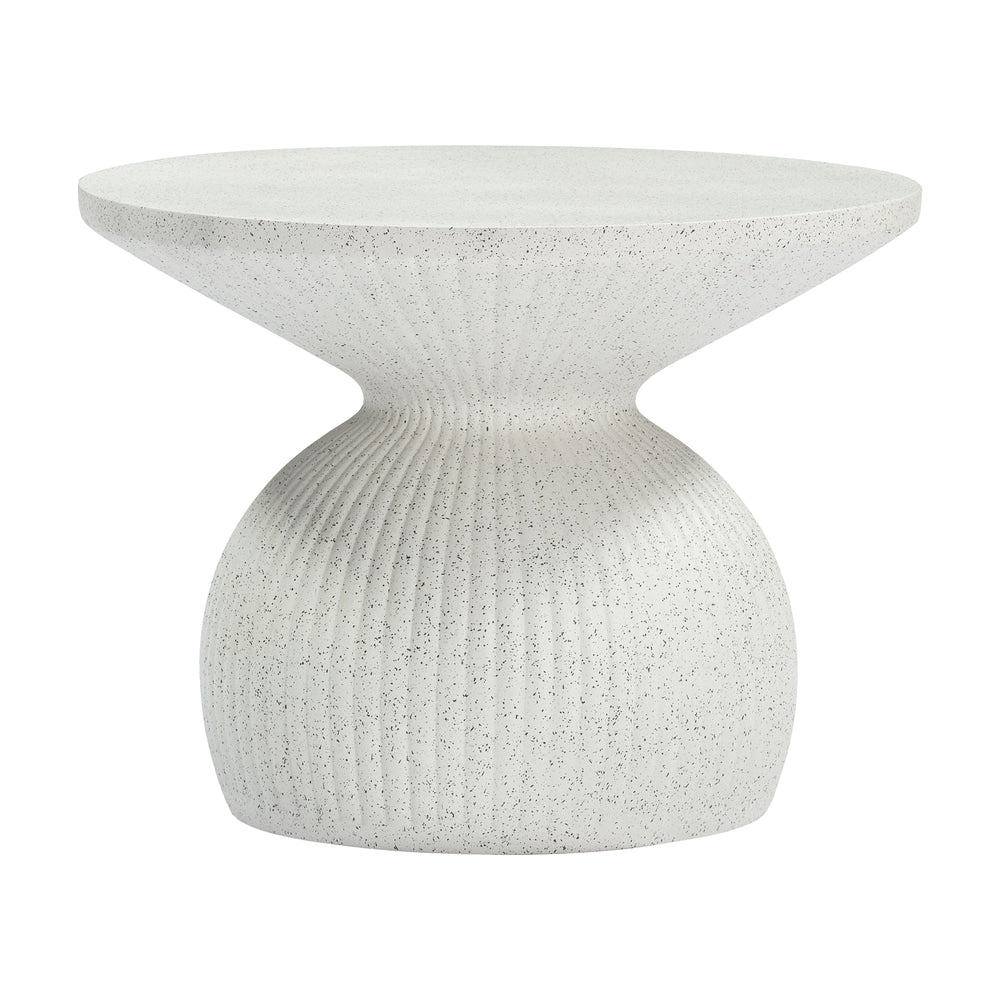 Mesa de Centro para Terraza y Zona de Alberca - ZUO CORZA - Blanco - Cubierta de Poli Cemento Símil Terrazo y Estructura de Poli Cemento