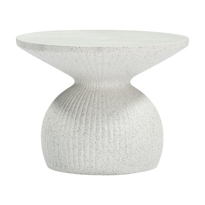 Mesa de Centro para Terraza y Zona de Alberca - ZUO CORZA - Blanco - Cubierta de Poli Cemento Símil Terrazo y Estructura de Poli Cemento