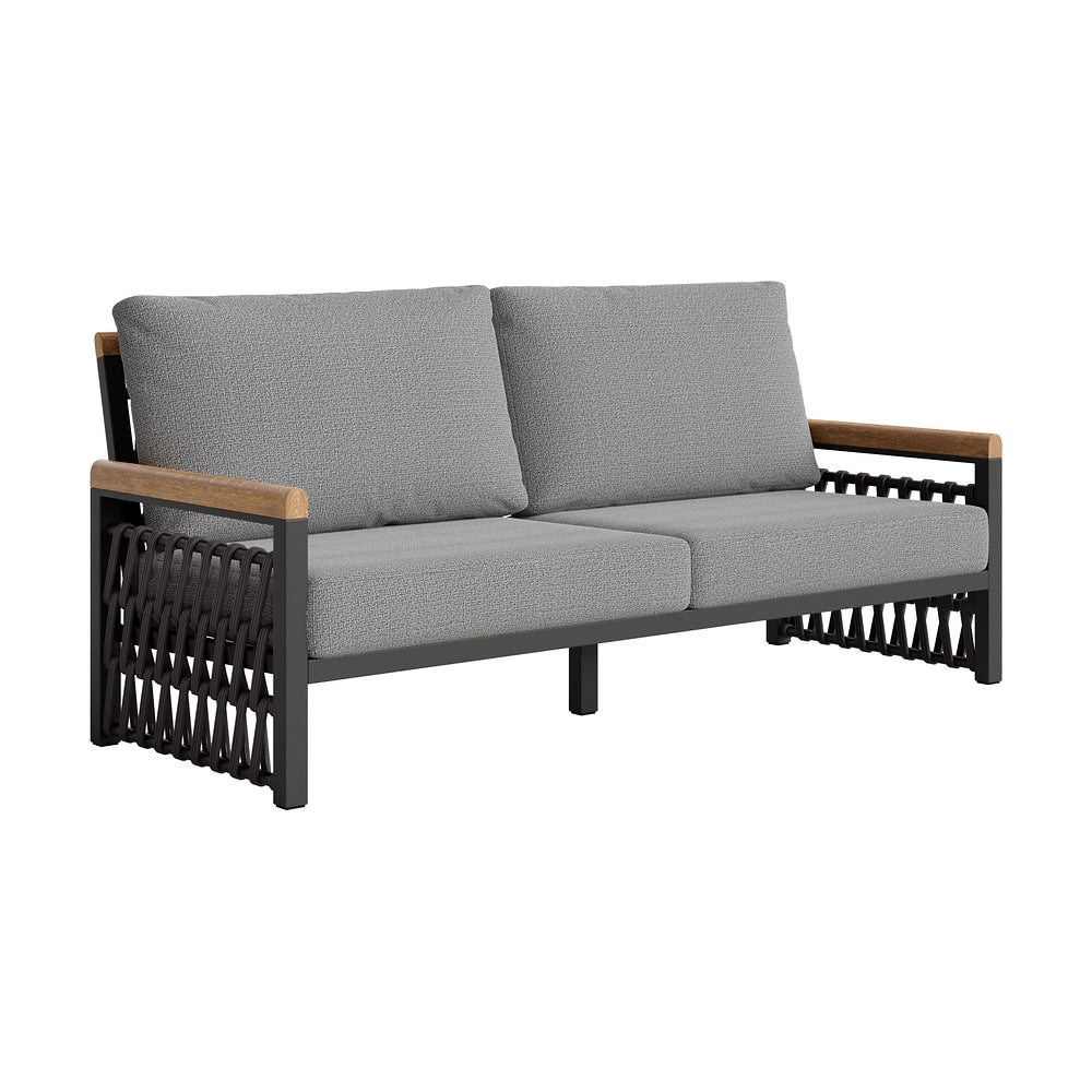Sofá de Terraza para Áreas de Estar 3 Plazas - ZUO NARU - Gris - Asiento y Respaldo Tapizados con Tela para Exterior