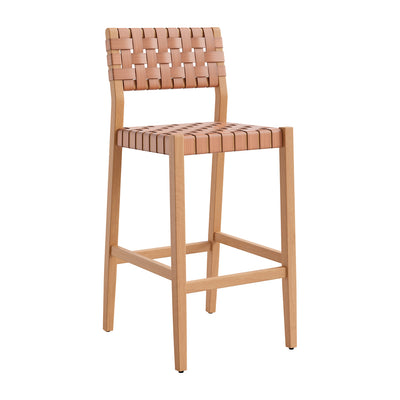 Banco Alto para Terraza y Barra Exterior - ZUO MIZUYA - Varios Colores - Asiento y Respaldo en Ratán Sintético Tejido - Café
