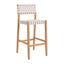 Banco Alto para Terraza y Barra Exterior - ZUO MIZUYA - Varios Colores - Asiento y Respaldo en Ratán Sintético Tejido - Blanco