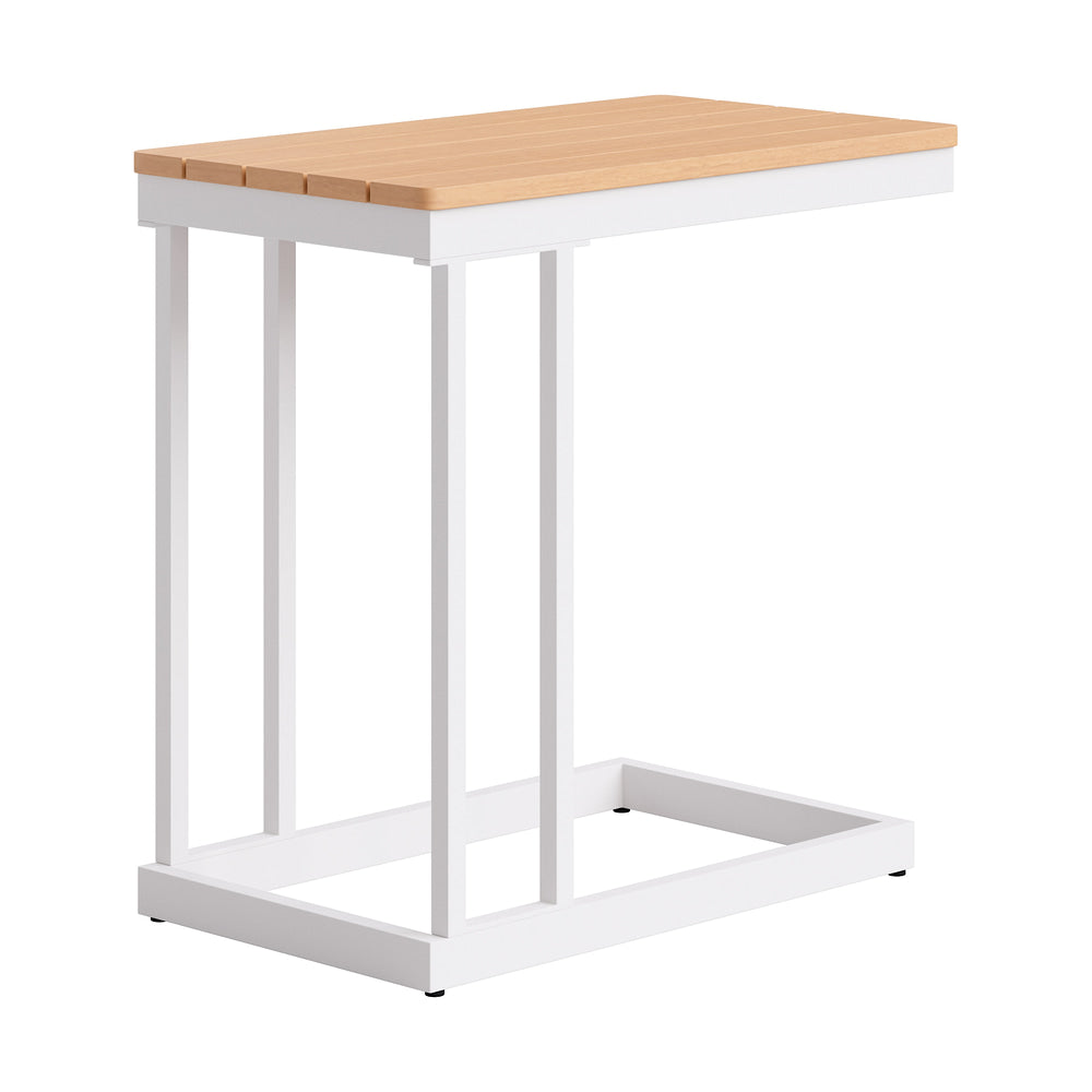 Mesa Auxiliar de Terraza para Spa - ZUO TAMARU - Natural - Cubierta de Acacia Maciza y Estructura de Aluminio con Recubrimiento en Polvo