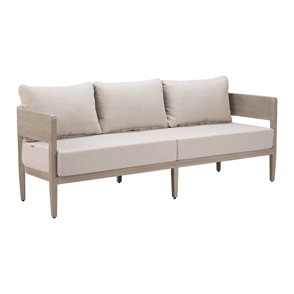 Sofá de Terraza para Club de Playa 2 Plazas - ZUO FORET - Gris - Asiento y Respaldo Tapizados con Tela para Exterior