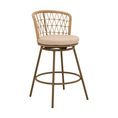 Banco Alto para Terraza y Roof Garden - ZUO ISLAMORADA - Café - Asiento y Respaldo Tapizados con Tela para Exterior