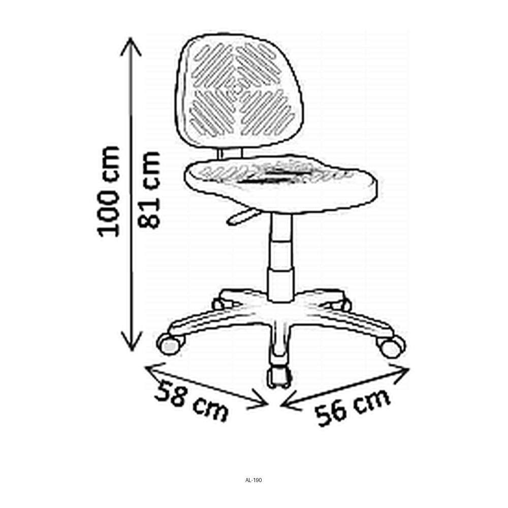 Silla de Oficina Industrial, dibujo tecnico con medidas en centimetros