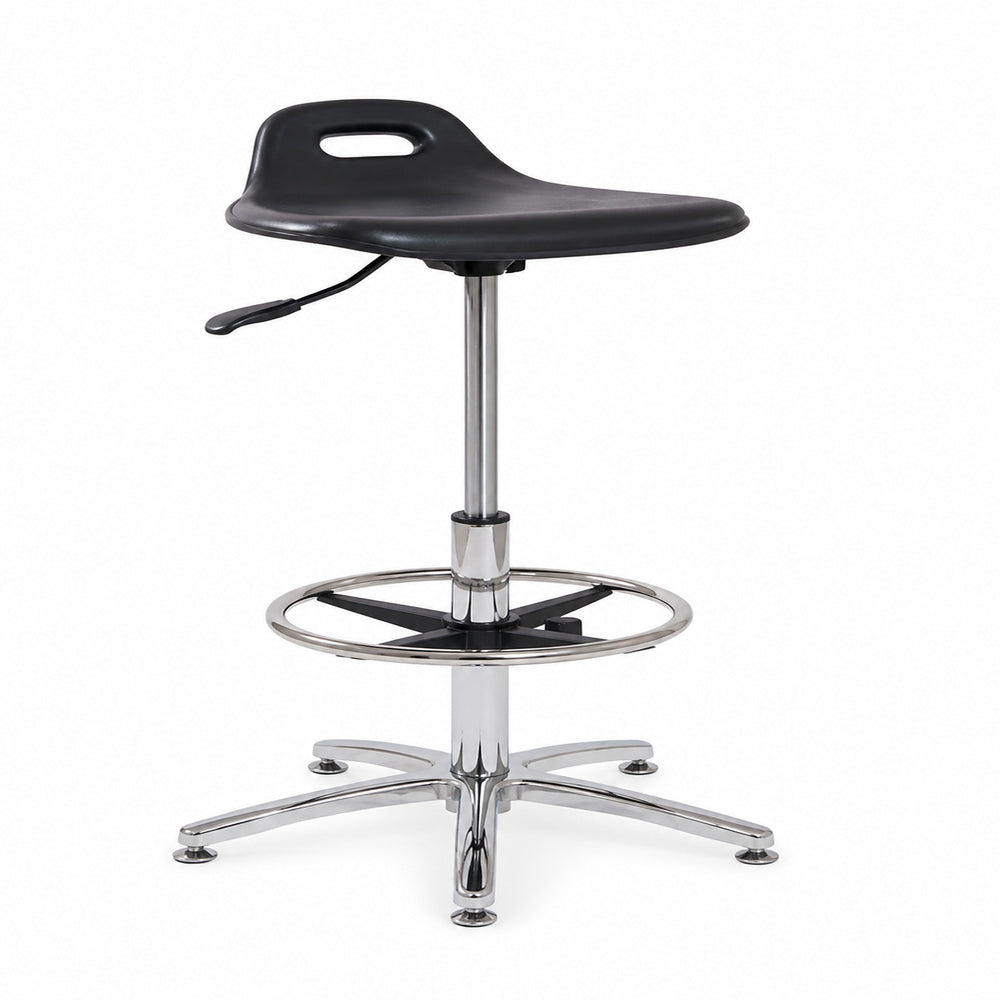 Banco Comercial Industrial Diseno Ergonomico - VERSA ALTUS PLAK NIUM - Estructura Aluminio - 78×52 cm - Asiento Cola de Pato con Acojinamiento Pu Soporte