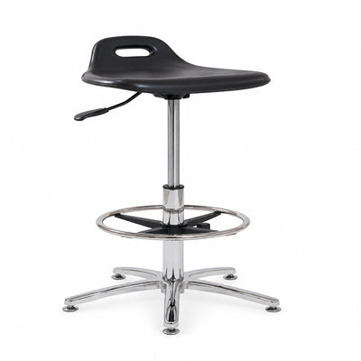 Banco Comercial Industrial Diseno Ergonomico - VERSA ALTUS PLAK NIUM - Estructura Aluminio - 78×52 cm - Asiento Cola de Pato con Acojinamiento Pu Soporte