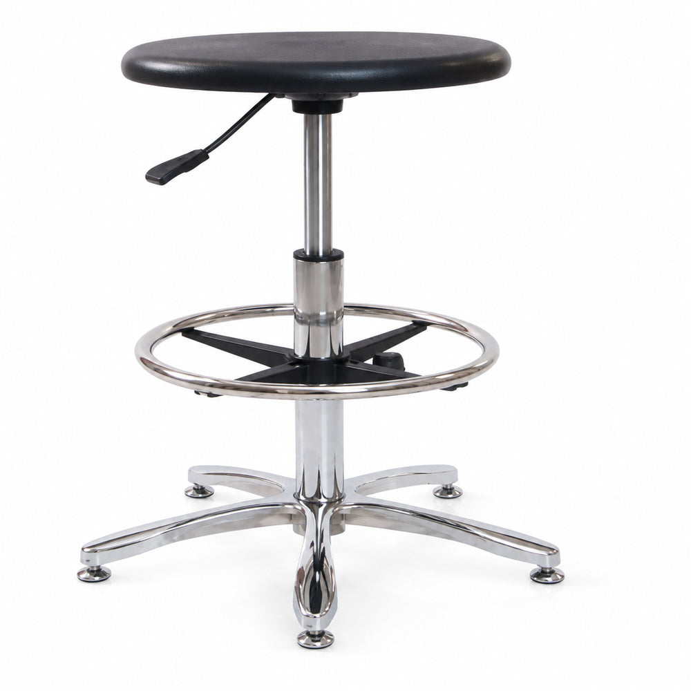 Banco Comercial Industrial - VERSA ALTUS PLAK POINT - Estructura Aluminio - 78.5×52.5 cm - Asiento Redondo con Acojinamiento Pu
