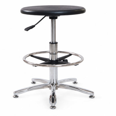 Banco Comercial Industrial - VERSA ALTUS PLAK POINT - Estructura Aluminio - 78.5×52.5 cm - Asiento Redondo con Acojinamiento Pu