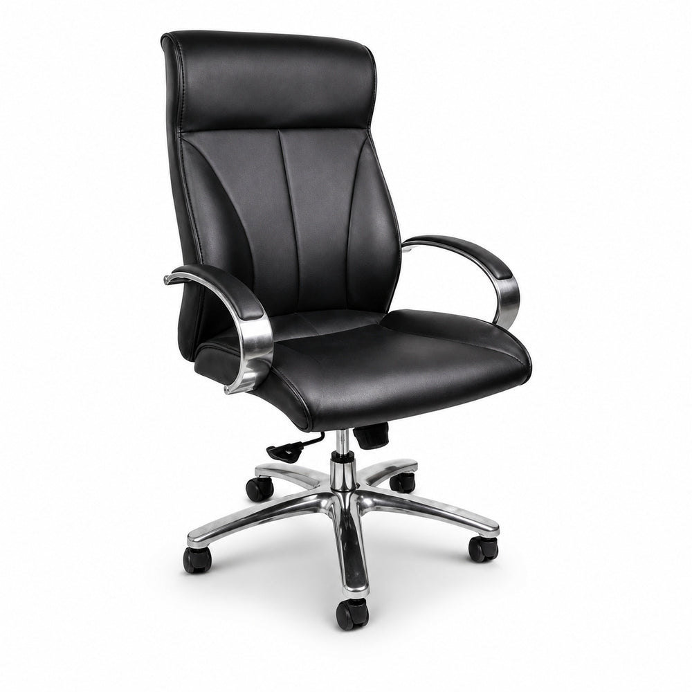 Silla de Oficina Ejecutiva Ejecutivo Respaldo Alto - VERSA ALTUS AVANTI - Estructura Aluminio - Asiento y Respaldo Tapizado en Piel Espuma Pu