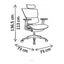 Sillón de Oficina Ejecutivo Respaldo Alto con Cabecera Ajustable, dibujo tecnico con medidas en centimetros