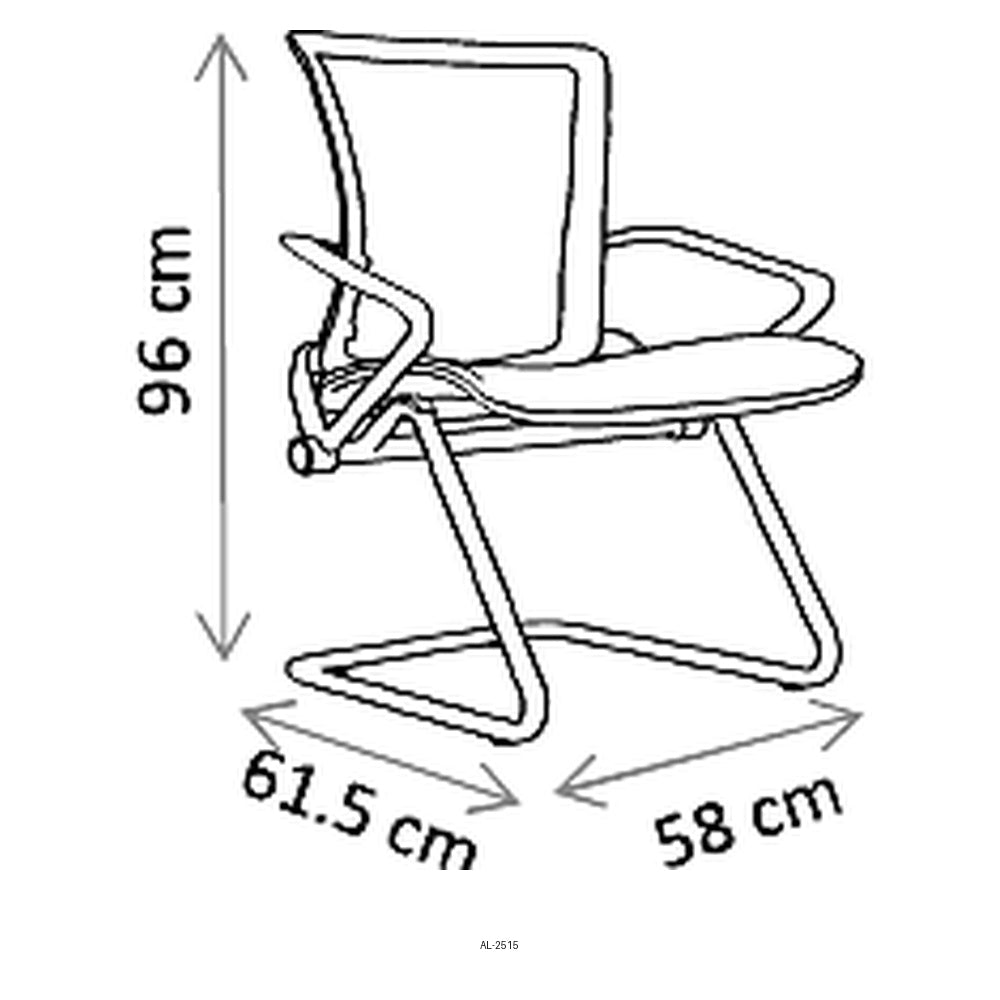 Silla de Oficina de Visita, dibujo tecnico con medidas en centimetros