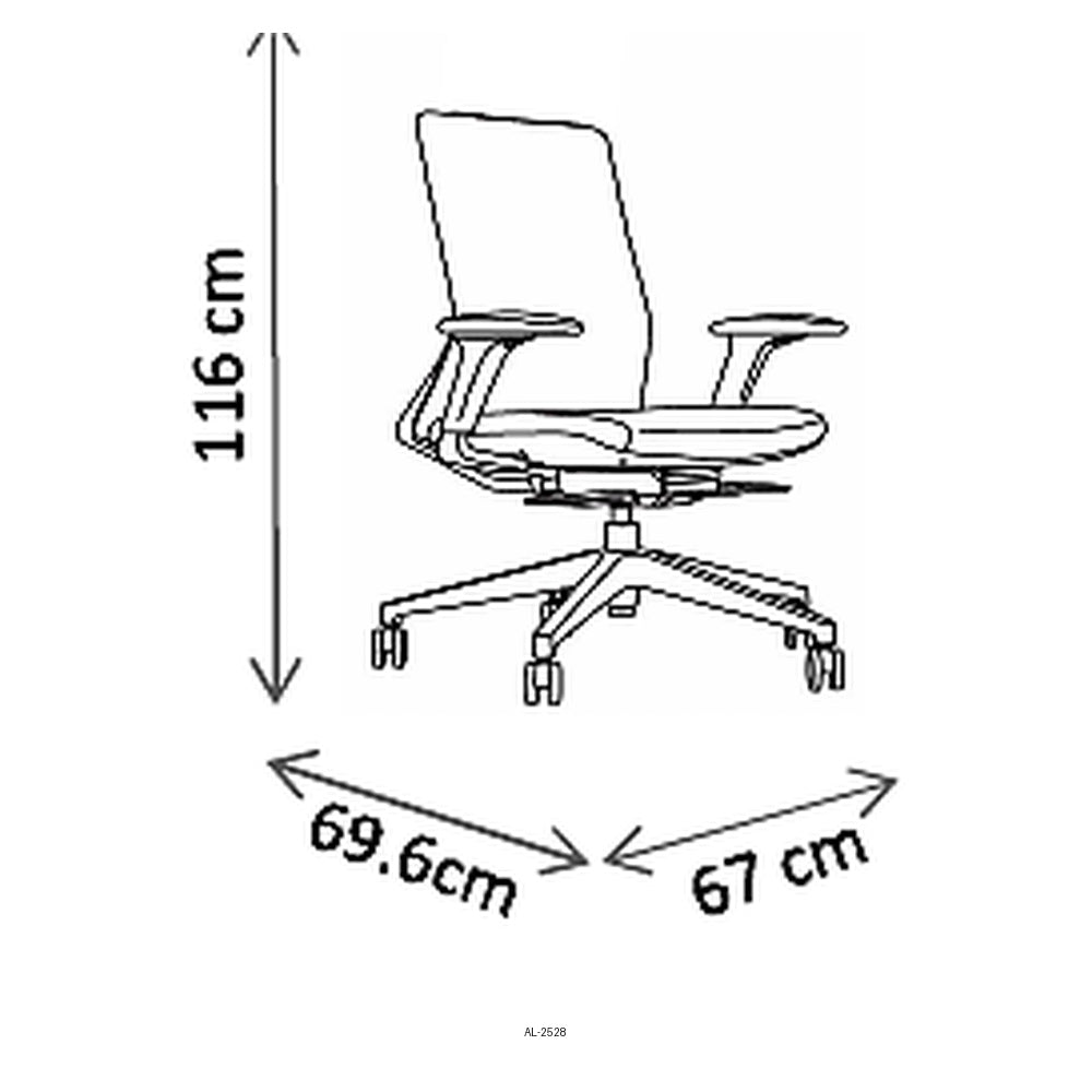 Silla de Oficina Ejecutiva, dibujo tecnico con medidas en centimetros