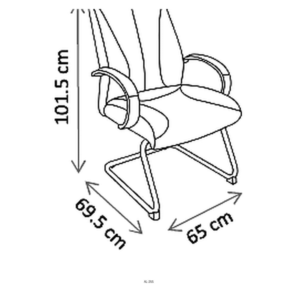 Sillón de Oficina de Visita Respaldo Medio, dibujo tecnico con medidas en centimetros