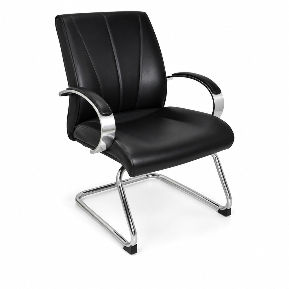 Silla de Oficina de Visita Respaldo Medio - VERSA ALTUS AVANTI VISITANTE - Estructura Aluminio - Asiento y Respaldo Tapizado en Piel Espuma Pu