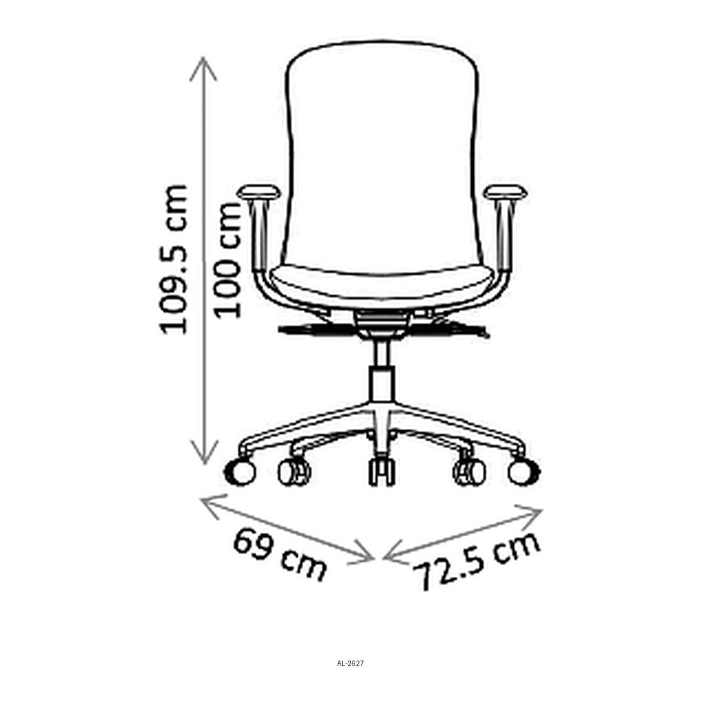 Silla de Oficina Ejecutiva, dibujo tecnico con medidas en centimetros