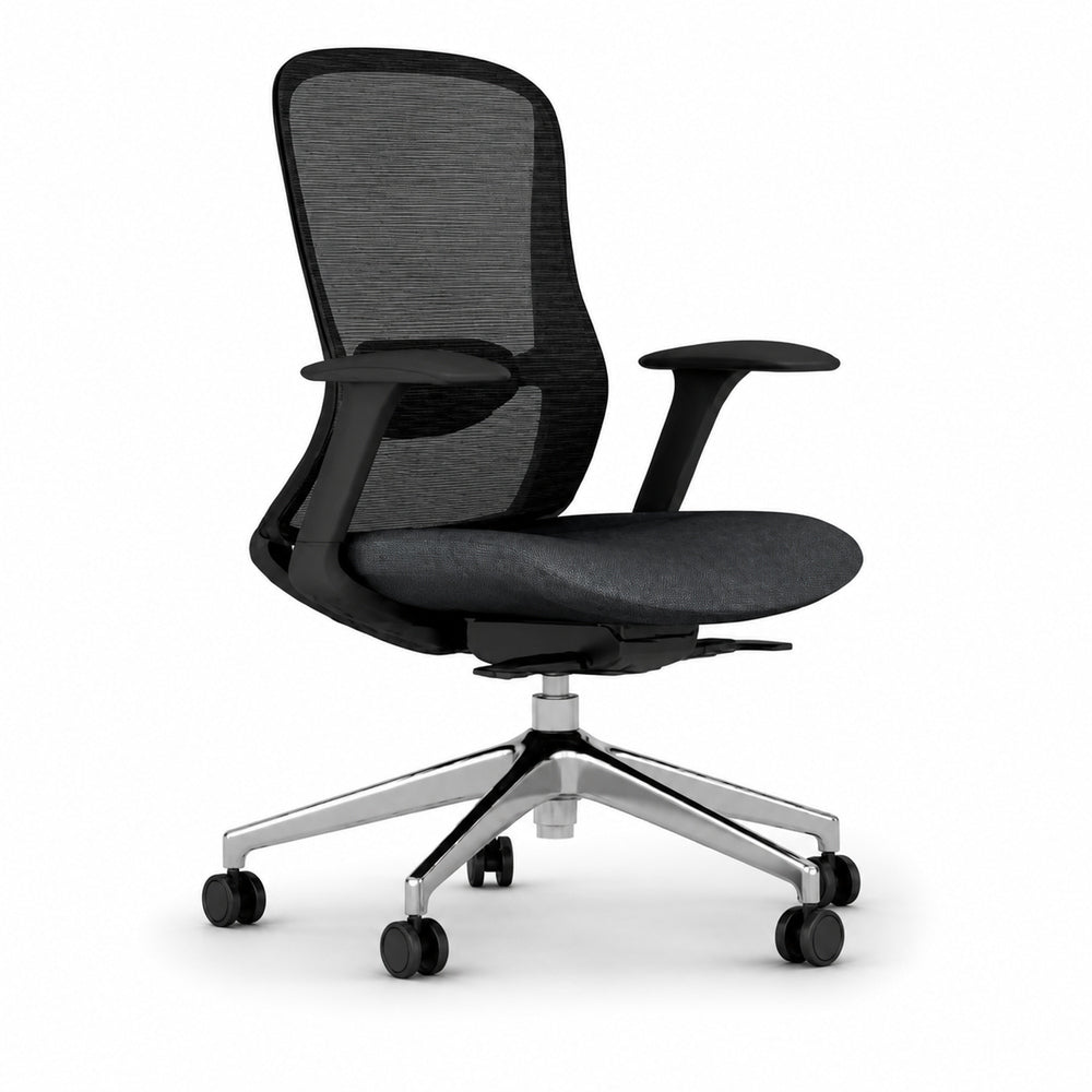 Silla de Oficina Ejecutiva - VERSA ALTUS OMNIA - Estructura Aluminio - Asiento Tapizado en Tela y Respaldo en Malla