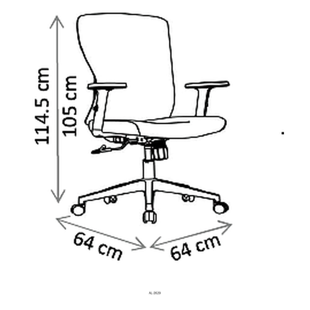 Silla de Oficina Ejecutiva, dibujo tecnico con medidas en centimetros
