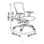 Sillón de Oficina Ejecutivo, dibujo tecnico con medidas en centimetros