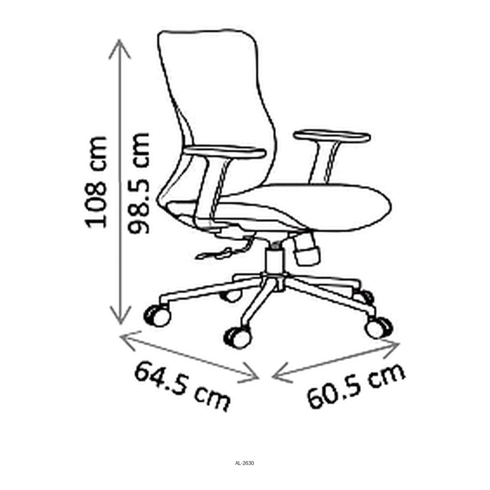 Sillón de Oficina Ejecutivo, dibujo tecnico con medidas en centimetros