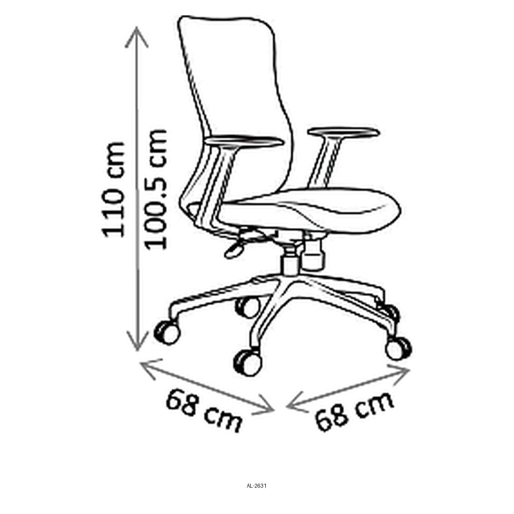 Sillón de Oficina Ejecutivo, dibujo tecnico con medidas en centimetros
