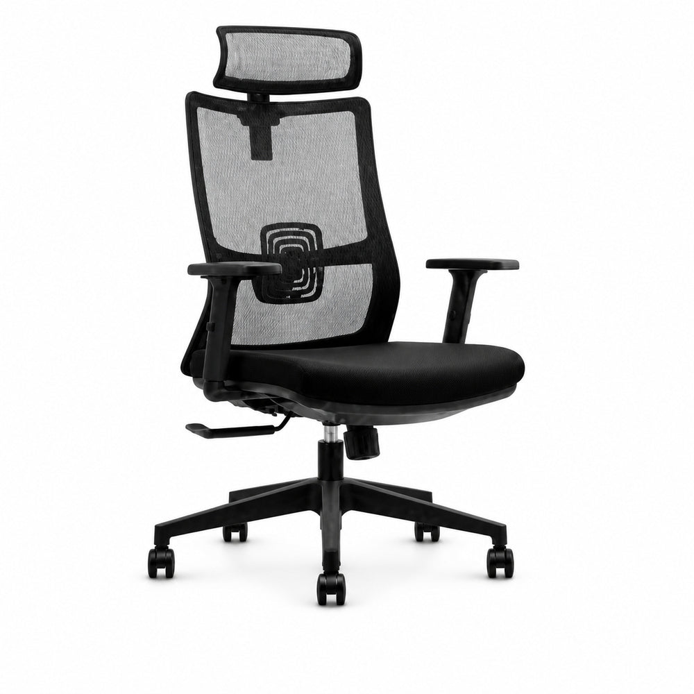 Silla de Oficina Ejecutiva Ejecutivo con Cabecera Ajustable - VERSA ALTUS MAGNI CABECERA - Estructura Aluminio - Mecanismo Reclinable con Bloqueo en Tres Posiciones