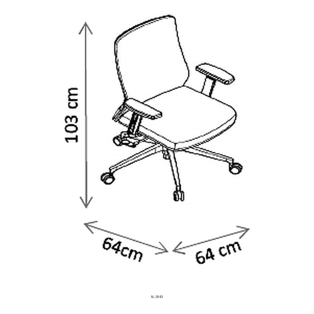 Sillón de Oficina Ejecutivo, dibujo tecnico con medidas en centimetros