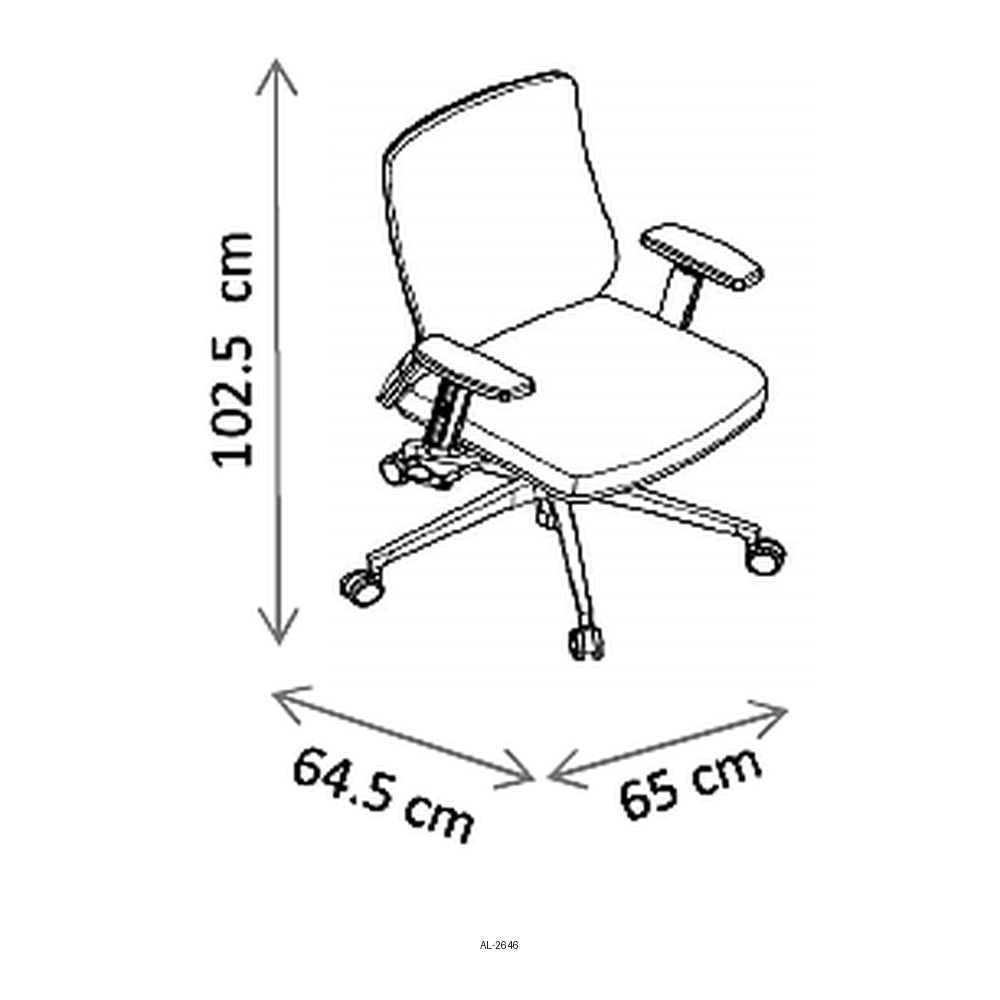 Sillón de Oficina Ejecutivo Respaldo Alto, dibujo tecnico con medidas en centimetros