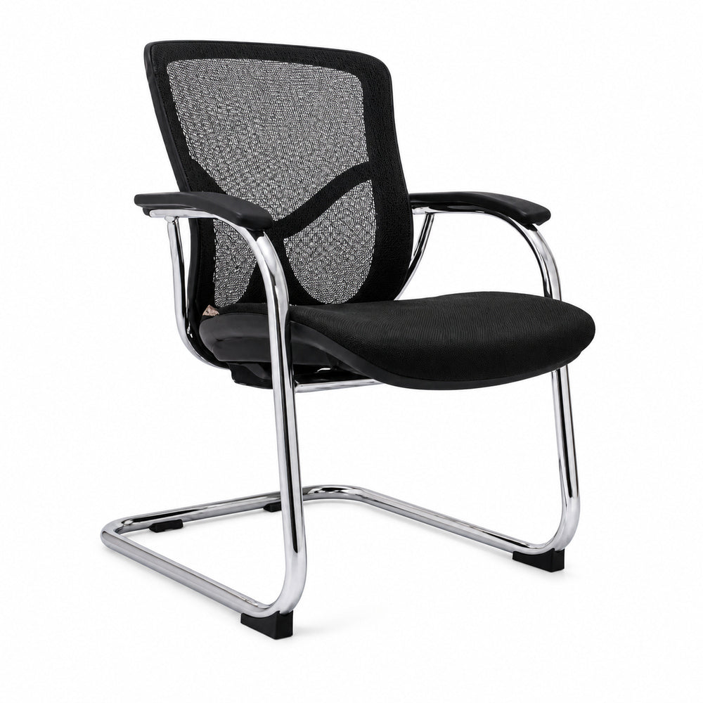 Silla de Oficina de Visita Respaldo Medio - VERSA ALTUS MIURA VISITANTE - Estructura Aluminio - Asiento y Respaldo en Malla con Soporte Lumbar